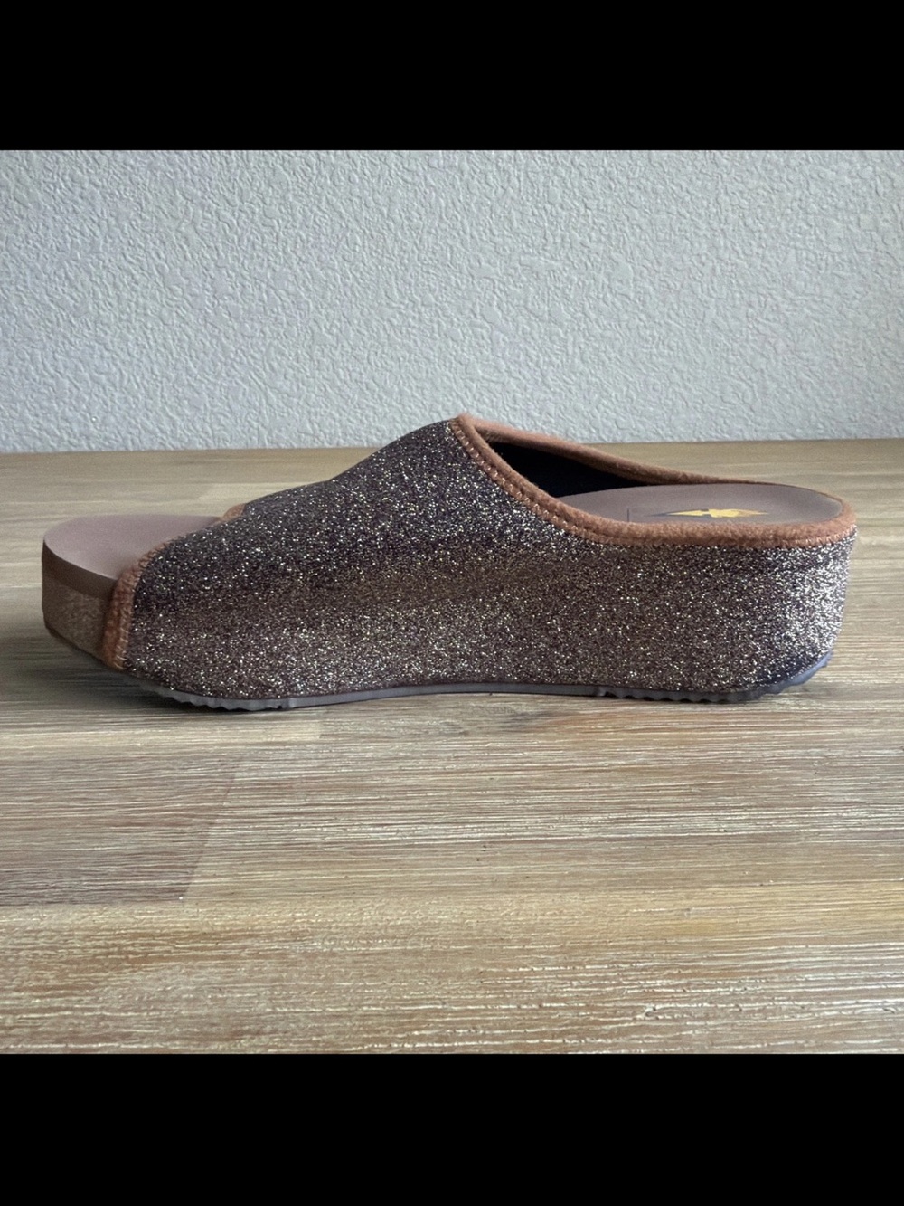 Volatile Wedge Sandals Women 8 Bronze Glitter Slide Comfortable Stylish Design - Picture 7 of 12